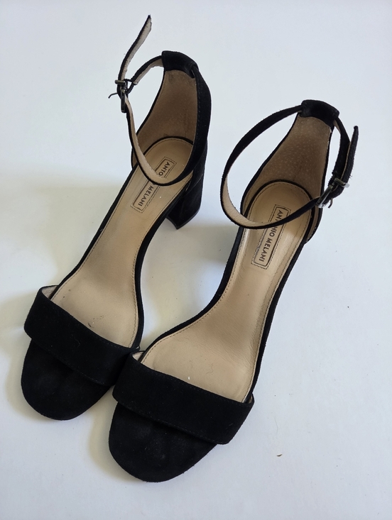ANTONIO MELANI Shoes - Antonio Melani Odella black suede ankle strap block heel sandals sz 8